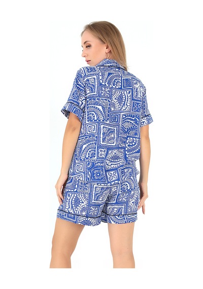 Doremi Desenli Kısa Kollu Kadın Şortlu Pijama Takım Çok Renkli