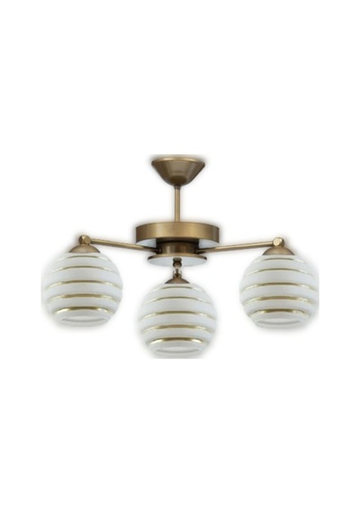 Eskitme 3'lü Modern Gold Şerit Camlı Plofonyer Model Avize