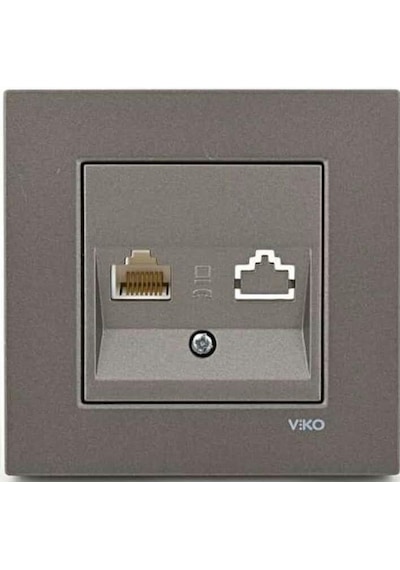 Viko Artline Novella Antrasit Tekli Nümeris Cat-3 Telefon Prizi Çerçeveli