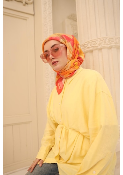 Silk Home Olinda İpek Eşarp 47001-20 Narçiçeği, Turuncu, Mercan, Mor, Bej