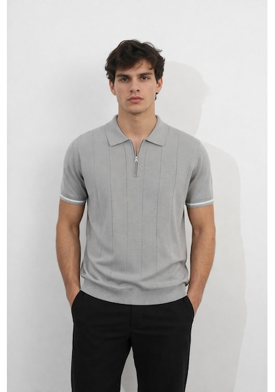 Cazador 34260 Erkek Gri Polo Yaka Triko T-shirt