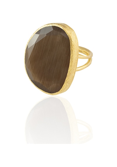 Kadir Jewellery 22 Ayar Altın Kaplama Kadın Fosil Taşlı Yüzük Kahverengi 74475387
