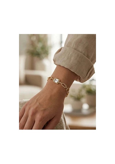 Erkek Halat Bileklik Çelik 14k Altın Kaplama 6mm