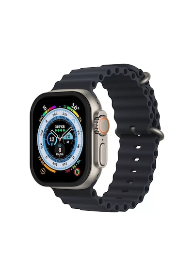 Newface Apple Watch Ultra 49mm Alüminyum Kasa Cam Ekran Koruyucu - Siyah