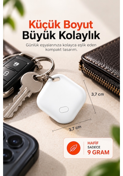 Kensa Airtag Apple iOS Uyumlu & Android Uyumlu Akıllı Takip Cihazı Sesli Bulma Özellikli Beyaz