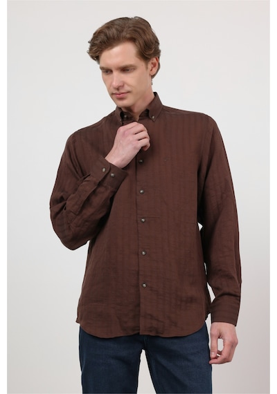 İmza Kahverengi Düğmeli Yaka Uzun Kol Cepsiz Slim Fit Gömlek 1004260165 İmza Kahverengi Düğmeli Yaka Uzun Kol Cepsiz Slim Fit Gömlek 1004260165