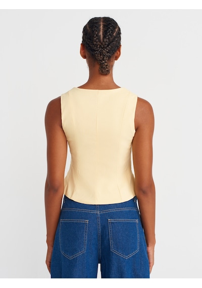 Dilvin 50860 Peplum Korse Top-açık Sarı Açık Sarı