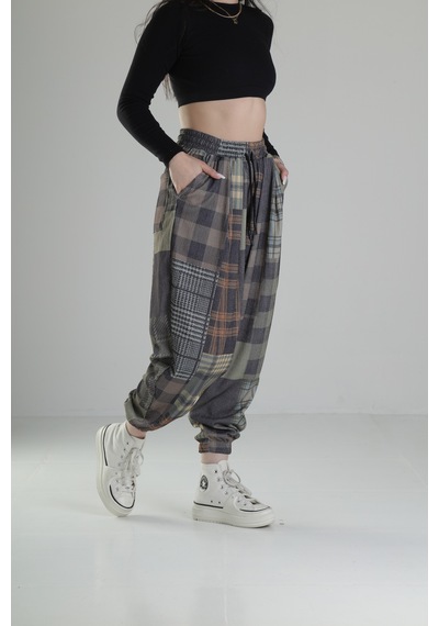 Yeşil Ekose Jogger Pantolon Coc1860 Yeşil