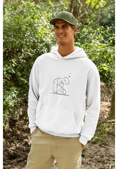 Mutlu Sevgili/çift/arkadaşlık 2'li Kapşonlu Sweatshirt Seti Beyaz