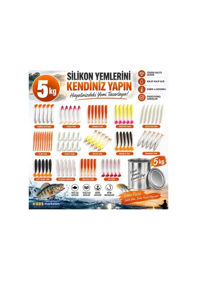 Silikon Balık Yemi Hammaddesi 5 Kg Evde Silikon Yem Yapımı İçin Sıvı Silikon 15 Shore