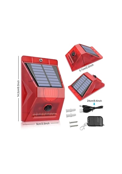 Ayt Powermaster Pm-26957 Mikrofonlu Sesli Hayvan Kovucu Alarm Cihazı Solar Güneş Enerjili Panelli Vahşi Hayvan Kovacağı