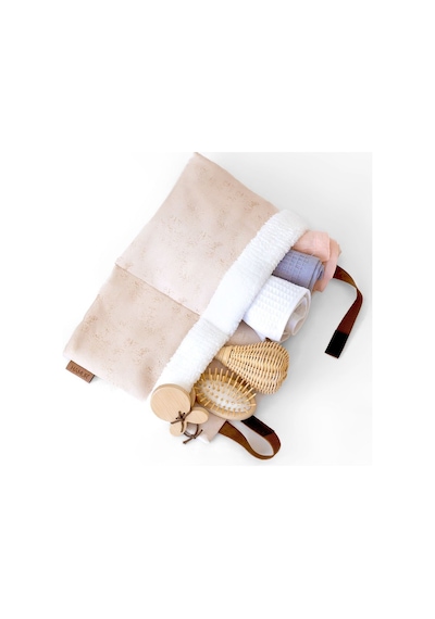 Pratik Askılı Organizer Bebek Arabası Beşik Kenar Fluffy Organizer Solid Bej