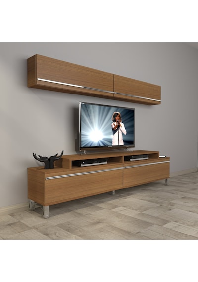 Decoraktiv Ekoflex 5 Mdf Krom Ayaklı Tv Ünitesi Tv Sehpası Ceviz