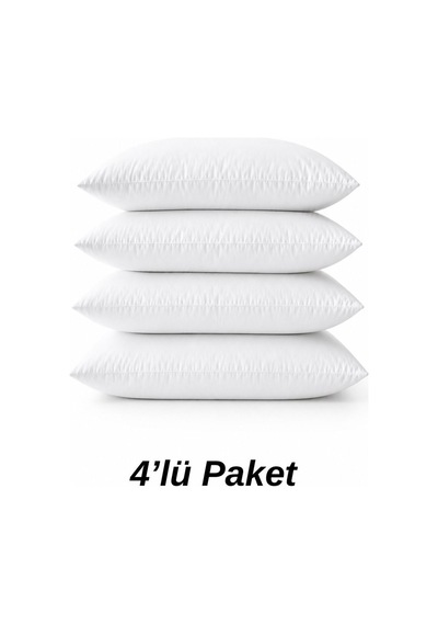 4 Adet Microfiber Yastık 1000gr Silikon Elyaf Dolgulu 50x70 Cm Beyaz Beyaz