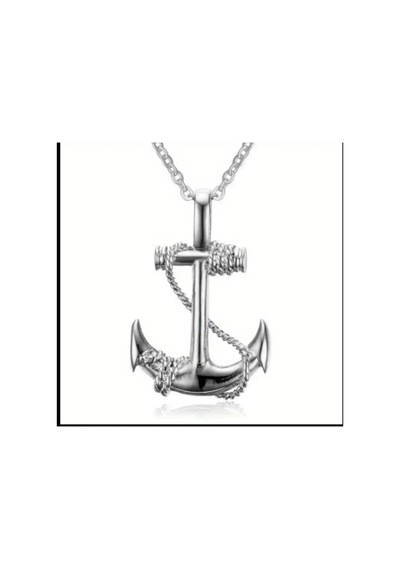 Yıwushı 1 Adet Vintage Boy's Navy Anchor Hip Hop Titanyum Çelik Çapa Kolye Gümüş Rengi