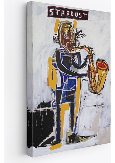 Jean Michel Stardust Saksafon Kanvas Tablo, Sokak Sanatı, Pop Art-4963