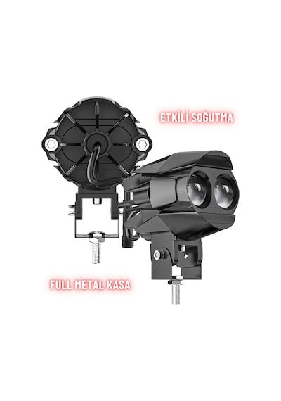 Motosiklet Led Sis Farı Seti Çift Renk Tüm Montaj Aparatları Ve Kablo Set İle Kolay Montaj
