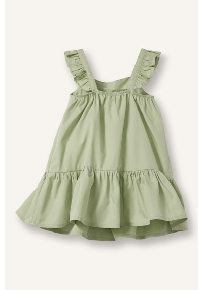 Defacto Kolsuz Poplin Açık Yeşil Elbise Kız Bebek I0491a526hsgn270 Yeşil-gn270