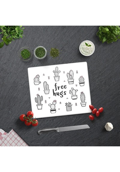 Decorita Cam Kesme Tahtası|Free Hugs|29cm x 34cm