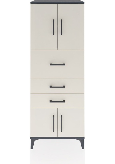 Hyperion Dolap 2 Raflı 3 Çekmeceli 4 Kapaklı 60x44x163 Antrasit-aytaşı Antrasit