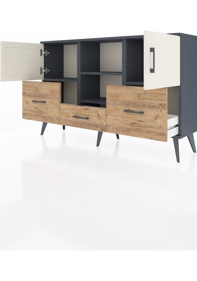 Arges Konsol 4 Raflı 3 Çekmeceli 3 Kapaklı 132x30x83 Antrasit-aytaşı/çam Aytaşı/çam Arges Konsol 4 Raflı 3 Çekmeceli 3 Kapaklı 132x30x83 Antrasit-aytaşı/çam Aytaşı/çam