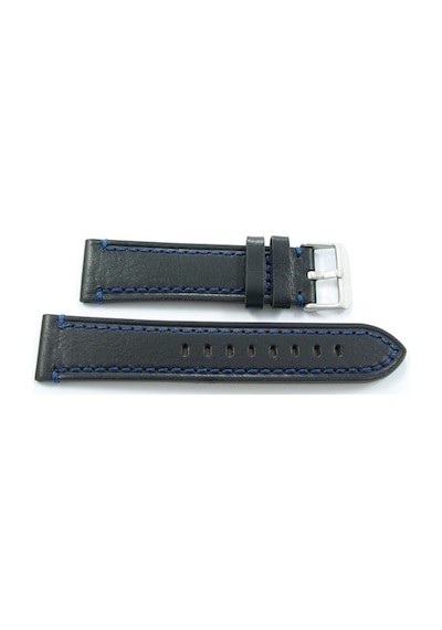 Bizon Siyah Deri Saat Kordonu 22Mm Lacivert Spor Dikişli Kayışı D (480009369)