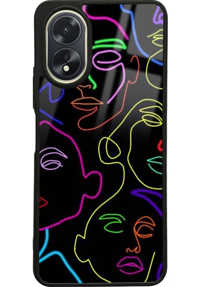 Oppo A38 Neon Silüet Tasarımlı Glossy Telefon Kılıfı Çok Renkli