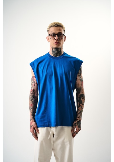 Respire Erkek Basic Tank Top Atlet Mavi