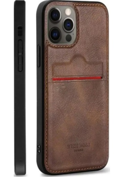 Desingshop Apple Uyumlu iPhone 13 Pro Kartlikli Deri Kilif Kahverengi 563620816