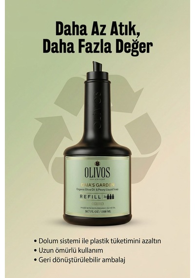 Gaia S Garden Zeytinyağlı Şakayık Kokulu Sıvı Sabun Refill 1500 Ml 3x500 Ml Ekonomik Paket