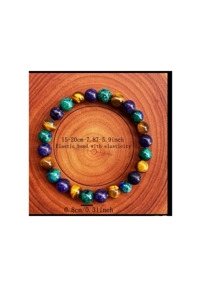 Yıwu Çok Renkli El Yapımı Lapis Lazuli Ve Kaplan Gözü Taşı Unisex Bileklik Mor-yeşil-kahve