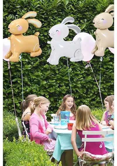 Gri 3d Büyük Boy Tavşan Folyo Balon Gri