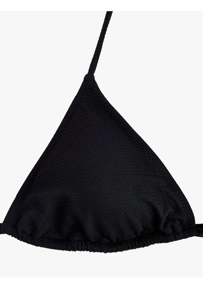 Koton Dokulu Üçgen Bikini Üstü Siyah 6sak10010mm