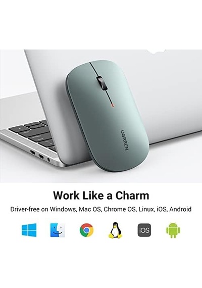 Kablosuz Fare, 2,4 Ghz Usb Bağlantısı, Maks. 4000 Dpi, 18 Ay Pil Ömrü. Pc, Mac, Dizüstü Bilgisayar, Windows 11, 10, 8.1, 7, Macos, Linux Ile Uyumlu Yeşil