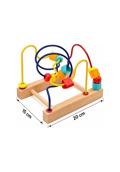 Montessori Eğitici Ahşap Boncuk Dizme Ve Tel Labirent Koordinasyon Geliştirici Eğitici Oyuncak