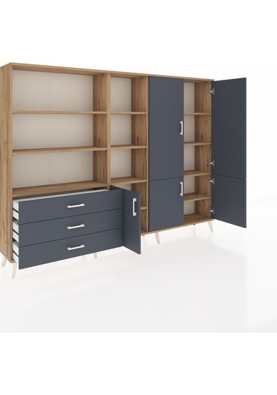Arges Dolap 11 Raflı 3 Çekmeceli 5 Kapaklı 220x30x163 Çam-antrasi Çam-antrasit Arges Dolap 11 Raflı 3 Çekmeceli 5 Kapaklı 220x30x163 Çam-antrasi Çam-antrasit