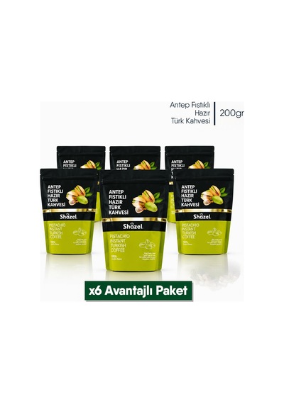 Shazel Antep Fıstıklı Hazır Türk Kahvesi - Doypack - 200 Gr.