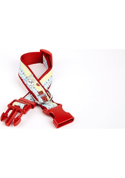 Pati Desenli Dokuma Köpek Boyun Tasması 3 Cm X 36-60 Cm Kırmızı - Rxlu-300525 Çok Renkli