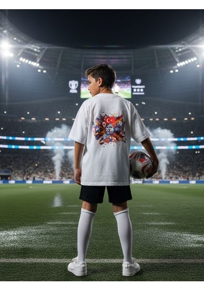 Zekids Erkek Çocuk World Cup 2026 Baskılı T-shirt-17255 Beyaz