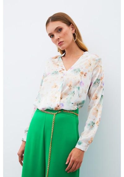 Sateen Desenli Kruvaze Bluz - Çağla Yeşili-135214 Çağla Yeşili Sateen Desenli Kruvaze Bluz - Çağla Yeşili-135214 Çağla Yeşili