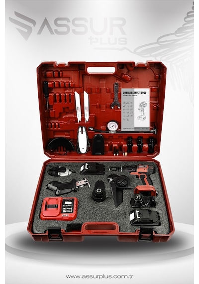 Assur Asr1031 21v Çift Akü 6 Başlıklı Set Kırmızı