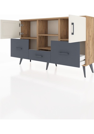 Arges Konsol 4 Raflı 3 Çekmeceli 3 Kapaklı 132x30x83 Çam-aytaşı/antrasit Aytaşı/antrasit Arges Konsol 4 Raflı 3 Çekmeceli 3 Kapaklı 132x30x83 Çam-aytaşı/antrasit Aytaşı/antrasit