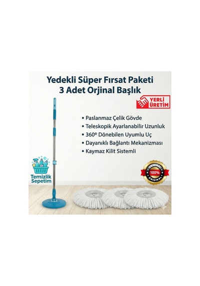 Fix, Comfort Uyumlu Kilit Sistemli Dönen Paslanmaz Çelik Yedek Sap Takımı 3 Adet Başlık