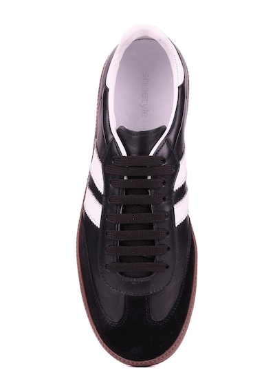 Shoetyle - Siyah Hakiki Deri Bağcıklı Erkek Sneaker 666-1077-1235 Siyah