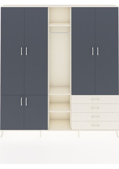 Arges Dolap 14 Raflı 4 Çekmeceli Tek Askılı 220x30x243 Aytaşı-antrasit/aytaşı Antrasıt/aytası Arges Dolap 14 Raflı 4 Çekmeceli Tek Askılı 220x30x243 Aytaşı-antrasit/aytaşı Antrasıt/aytası