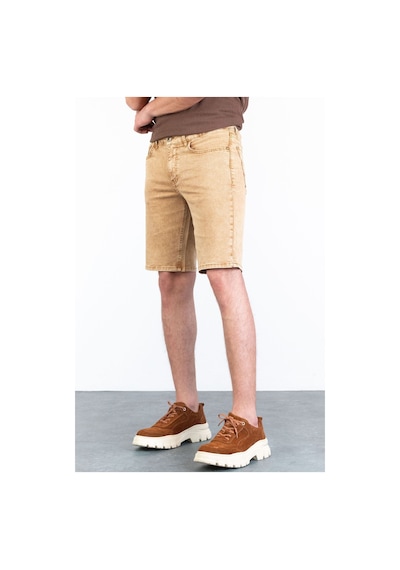 HLT Jeans Erkek Bej Melanj Slim Kesim Comfort Likralı Denim Esnek Jeans Kot Şort Thomas-Desert 001