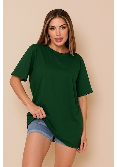 Düz Oversize Unisex Tişört Ycb4 Yeşil