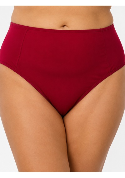 Büyük Beden Toparlayıcı Yüksek Bel Kadın Bikini Altı Kırmızı