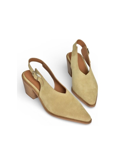 Fox Shoes Y654300202 Bej Hakiki Deri Süet Alçak Topuklu Western Ayakkabı Bej