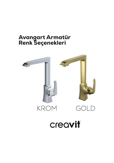 Creavit Avangart Lavabo Banyo Eviye Bataryası 3'lü Set AG1500-AG2500-AG8500 Krom